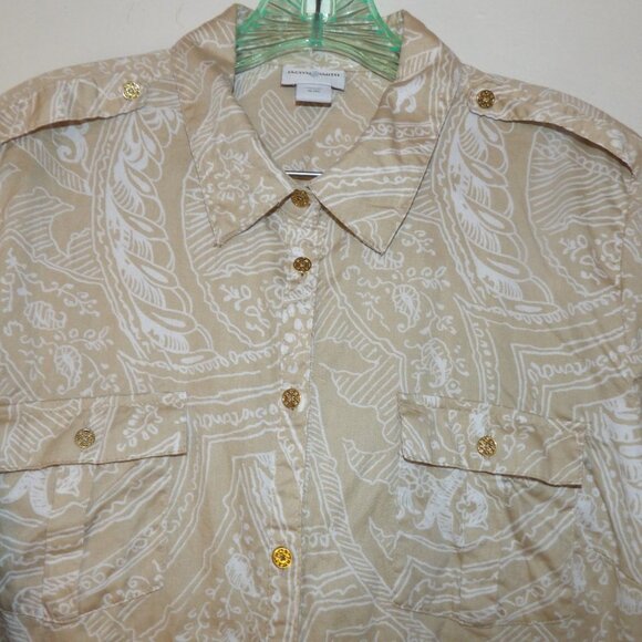 Jaclyn Smith Button Down Roll Tab Shirt Sz XL - Picture 2 of 7